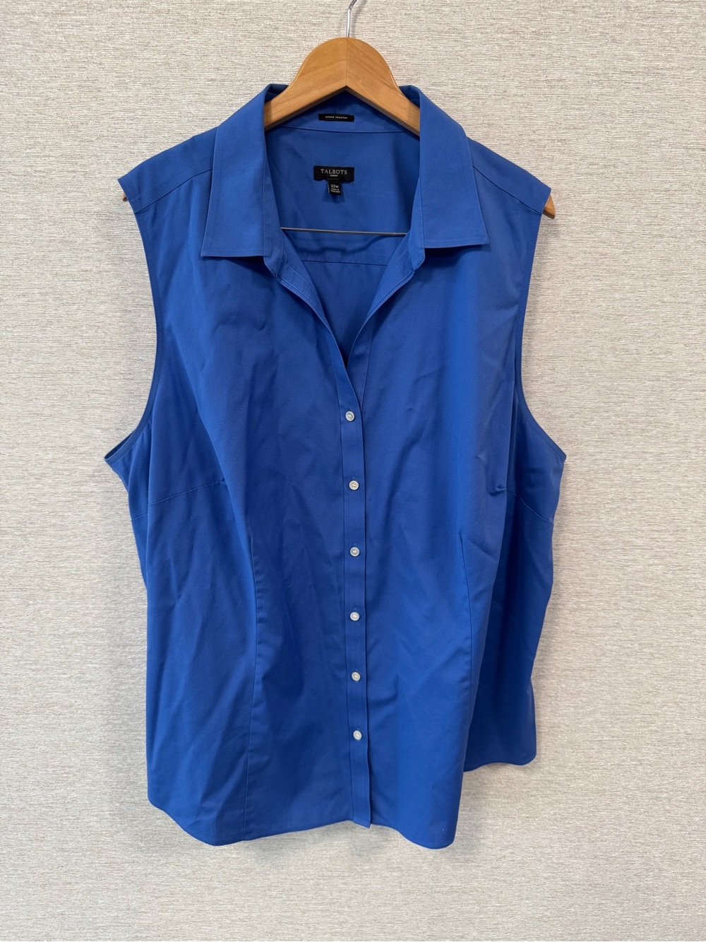 Talbots Sleeveless Button-Front Shirt - Blue